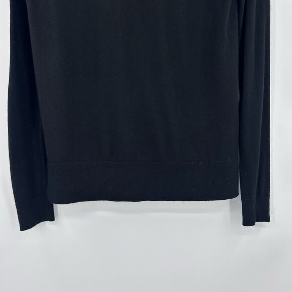 Ann Taylor Black Sweater Top Scoop Neck Layered Hem Cashmere Blend Womens S - Picture 11 of 11